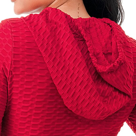 Red Women's Hooded Jumpsuit - Picture 3 of 5